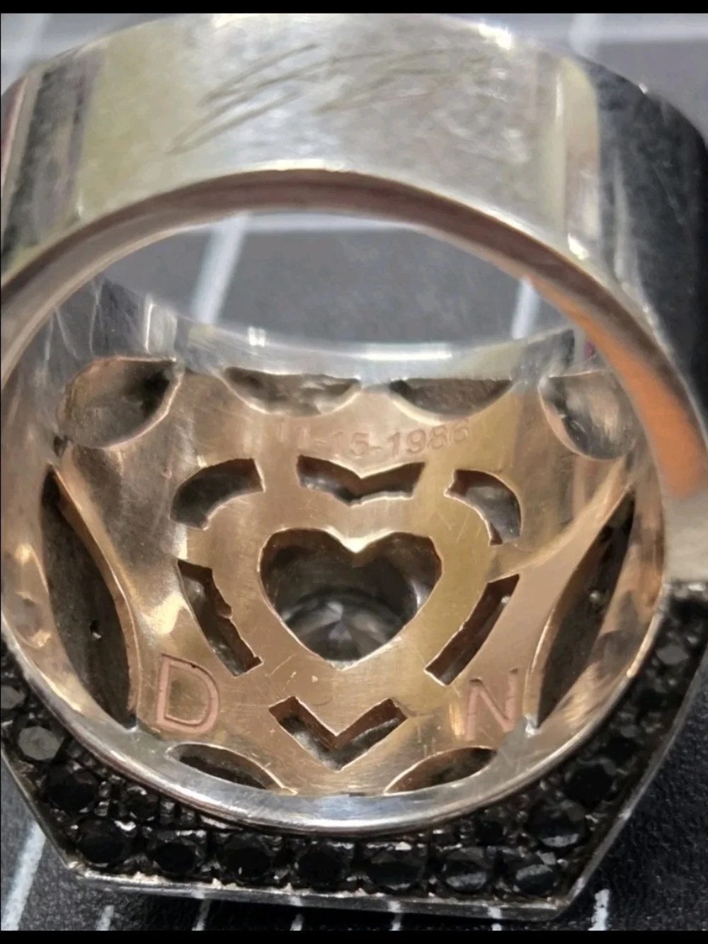 ✨ Steve Soffa 14K Gold Black & White Diamond Men's Ring 💎 Size 8.5 14.79 DWT
